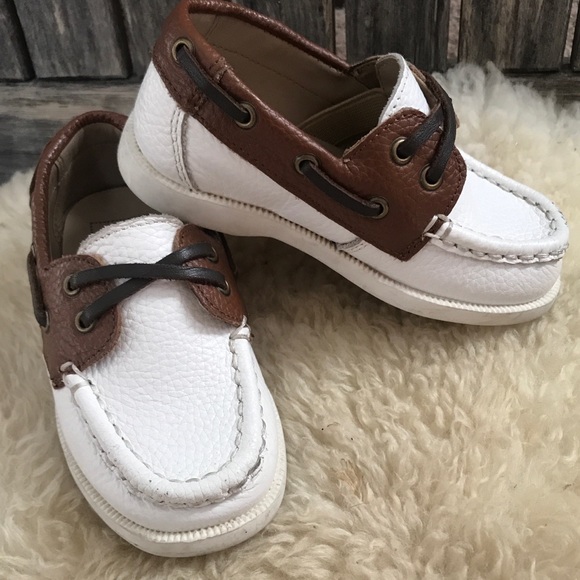 Janie and Jack Other - Janie & Jack Boys White Brown Leather Loafer